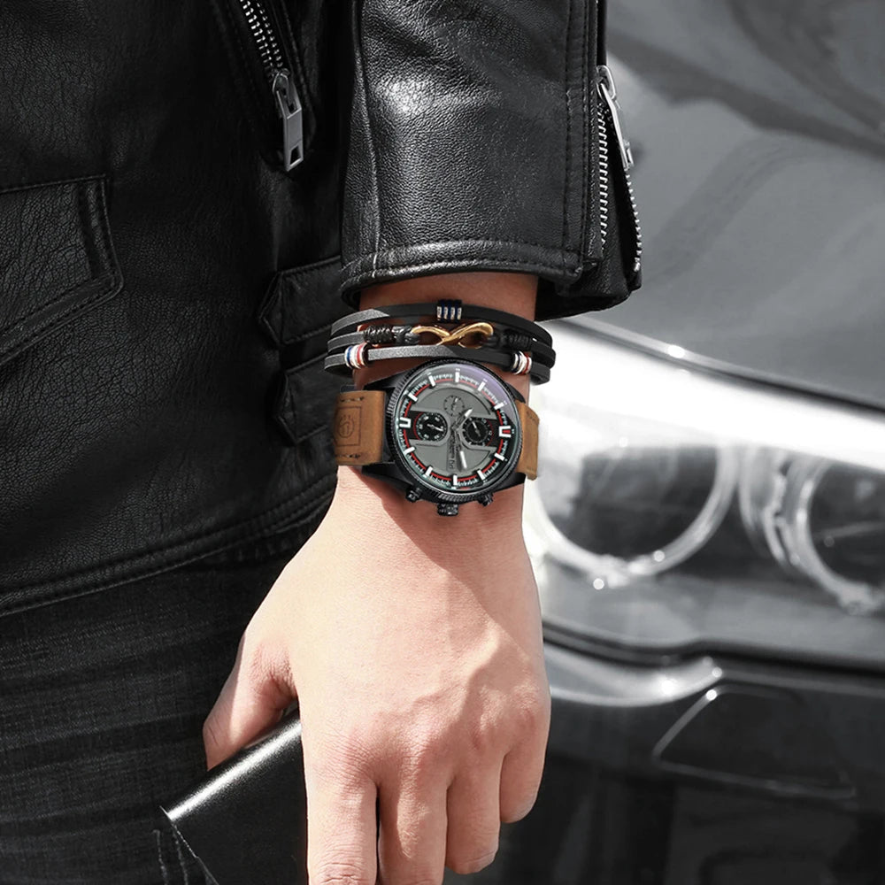 Forsining Sports Automatic Mechanical Watch for Men Calendar Luminous Hands Leather Strap Business Mens Watches Top Brand Gifts
